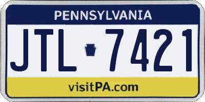 PA license plate JTL7421