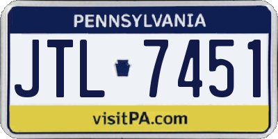 PA license plate JTL7451