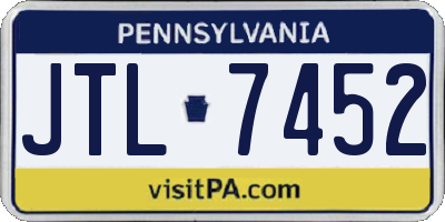 PA license plate JTL7452