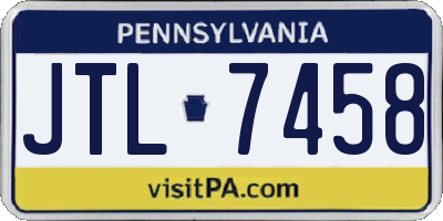 PA license plate JTL7458