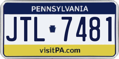 PA license plate JTL7481