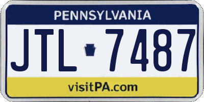 PA license plate JTL7487