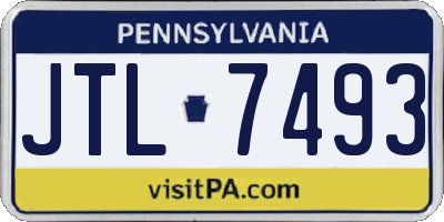PA license plate JTL7493