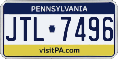 PA license plate JTL7496
