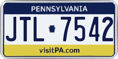 PA license plate JTL7542