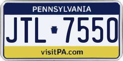 PA license plate JTL7550