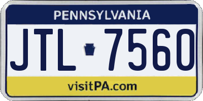 PA license plate JTL7560