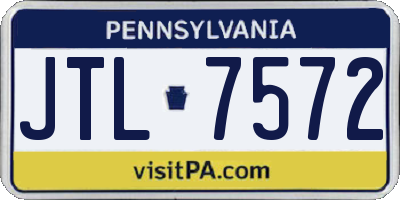 PA license plate JTL7572