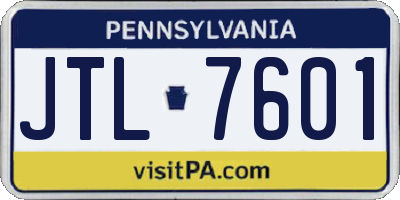 PA license plate JTL7601