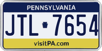 PA license plate JTL7654