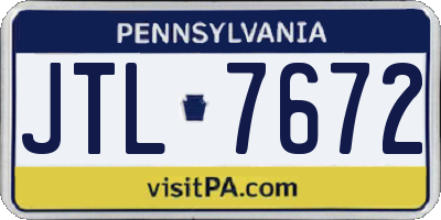 PA license plate JTL7672