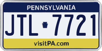 PA license plate JTL7721