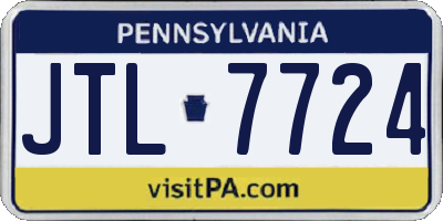 PA license plate JTL7724