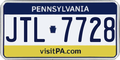 PA license plate JTL7728