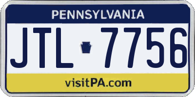 PA license plate JTL7756