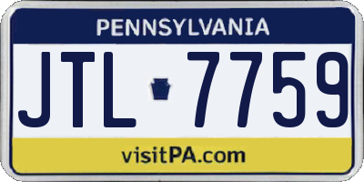 PA license plate JTL7759