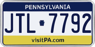 PA license plate JTL7792