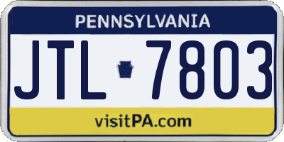 PA license plate JTL7803