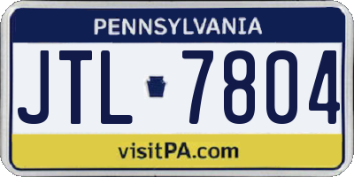 PA license plate JTL7804
