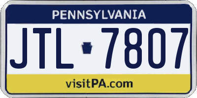 PA license plate JTL7807