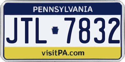 PA license plate JTL7832