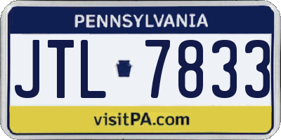 PA license plate JTL7833