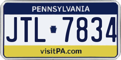 PA license plate JTL7834