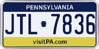 PA license plate JTL7836