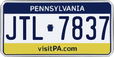 PA license plate JTL7837