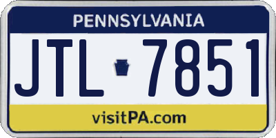 PA license plate JTL7851