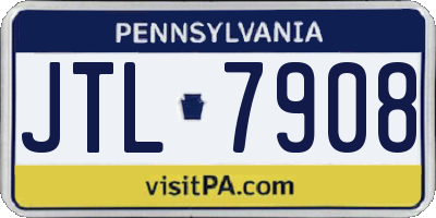 PA license plate JTL7908
