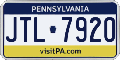 PA license plate JTL7920