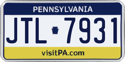 PA license plate JTL7931