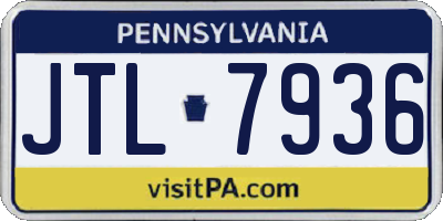 PA license plate JTL7936
