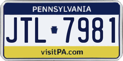 PA license plate JTL7981