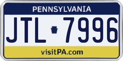 PA license plate JTL7996