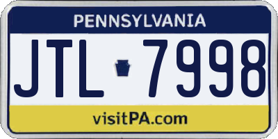 PA license plate JTL7998