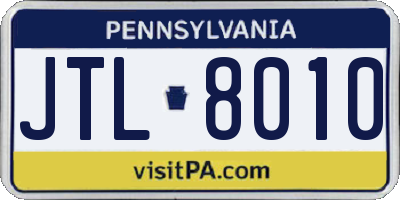 PA license plate JTL8010