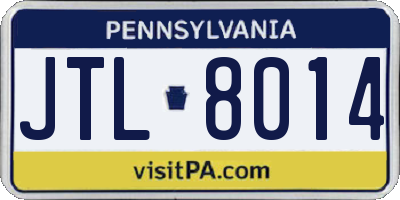 PA license plate JTL8014