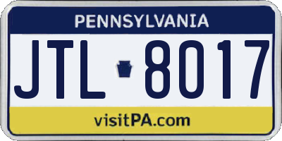 PA license plate JTL8017