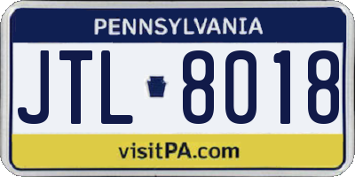 PA license plate JTL8018