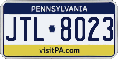 PA license plate JTL8023