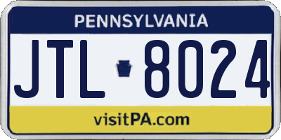 PA license plate JTL8024