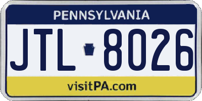 PA license plate JTL8026