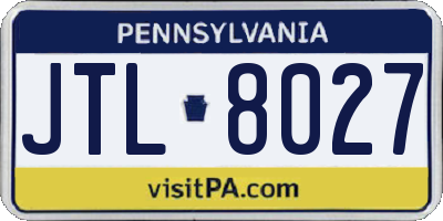 PA license plate JTL8027