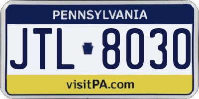PA license plate JTL8030