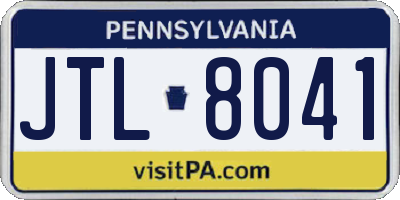 PA license plate JTL8041