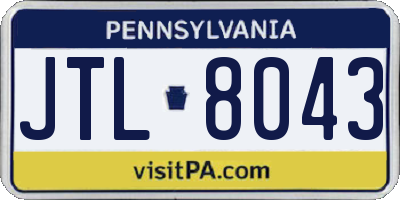 PA license plate JTL8043