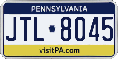 PA license plate JTL8045
