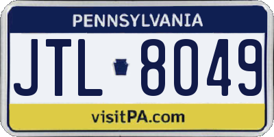 PA license plate JTL8049